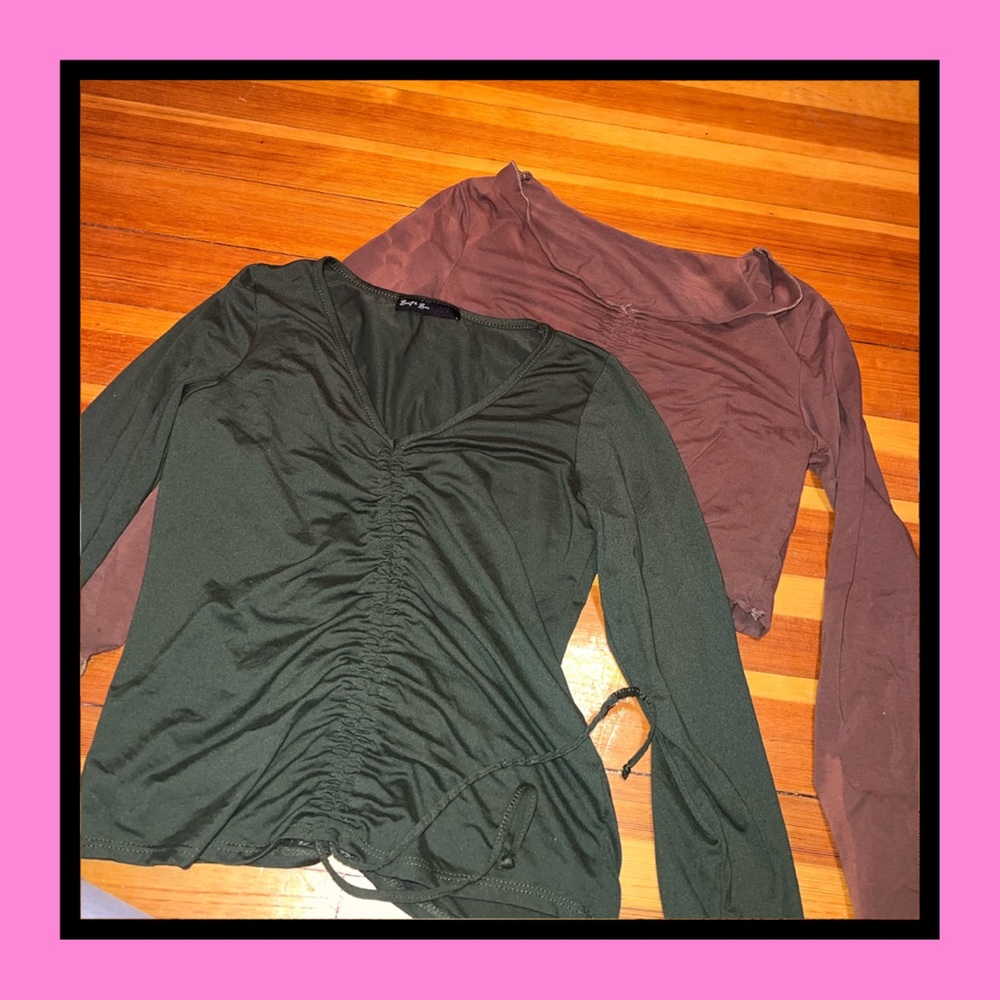 Two Pack Trendy Long Sleeve String Tops Shein and Marshalls (2 FOR $10🍁)